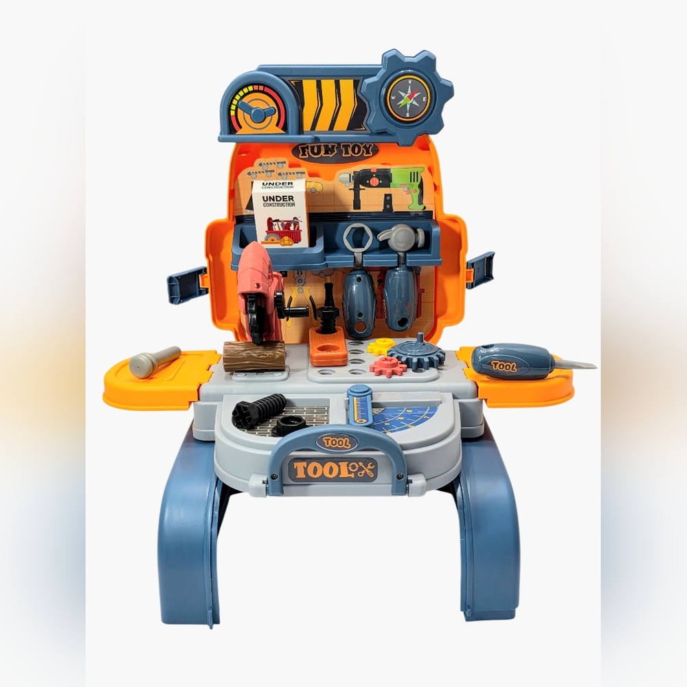 3-in-1 Kids Tool Set Backpack Playset & Toddler Engineer Workshop Kit
